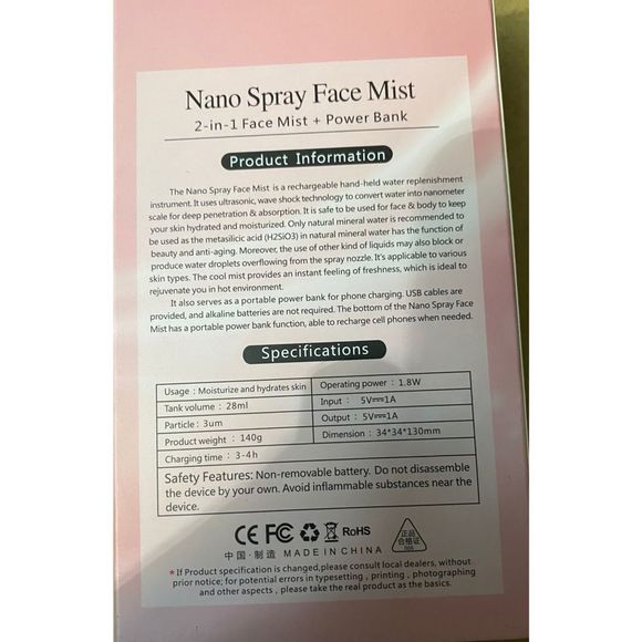 2 in 1 Nano Spray Face Mist And Power Bank - Picture 2 of 2